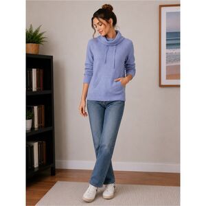 LOFT Pale Blue Knit Cowl-Neck Sweater